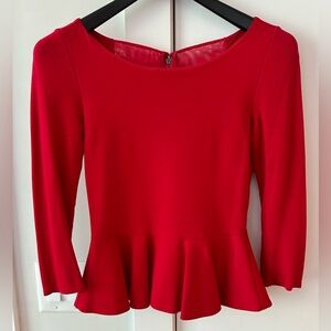 Alice + Olivia Red Peplum Top XS
